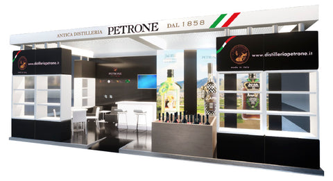 stand della distilleria petrone al Vinitaly di Verona presso la hall 3 allo stand b6